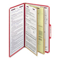 Smead Six-Section Pressboard Top Tab Classification Folders, Six SafeSHIELD Fasteners, 2 Dividers, Legal Size, Bright Red, 10/Box (19031)
