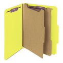 Smead Six-Section Pressboard Top Tab Classification Folders, Six SafeSHIELD Fasteners, 2 Dividers, Letter Size, Yellow, 10/Box (14034)