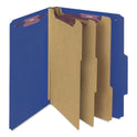 Smead Eight-Section Pressboard Top Tab Classification Folders, 8 SafeSHIELD Fasteners, 3 Dividers, Letter Size, Dark Blue, 10/Box (14096)