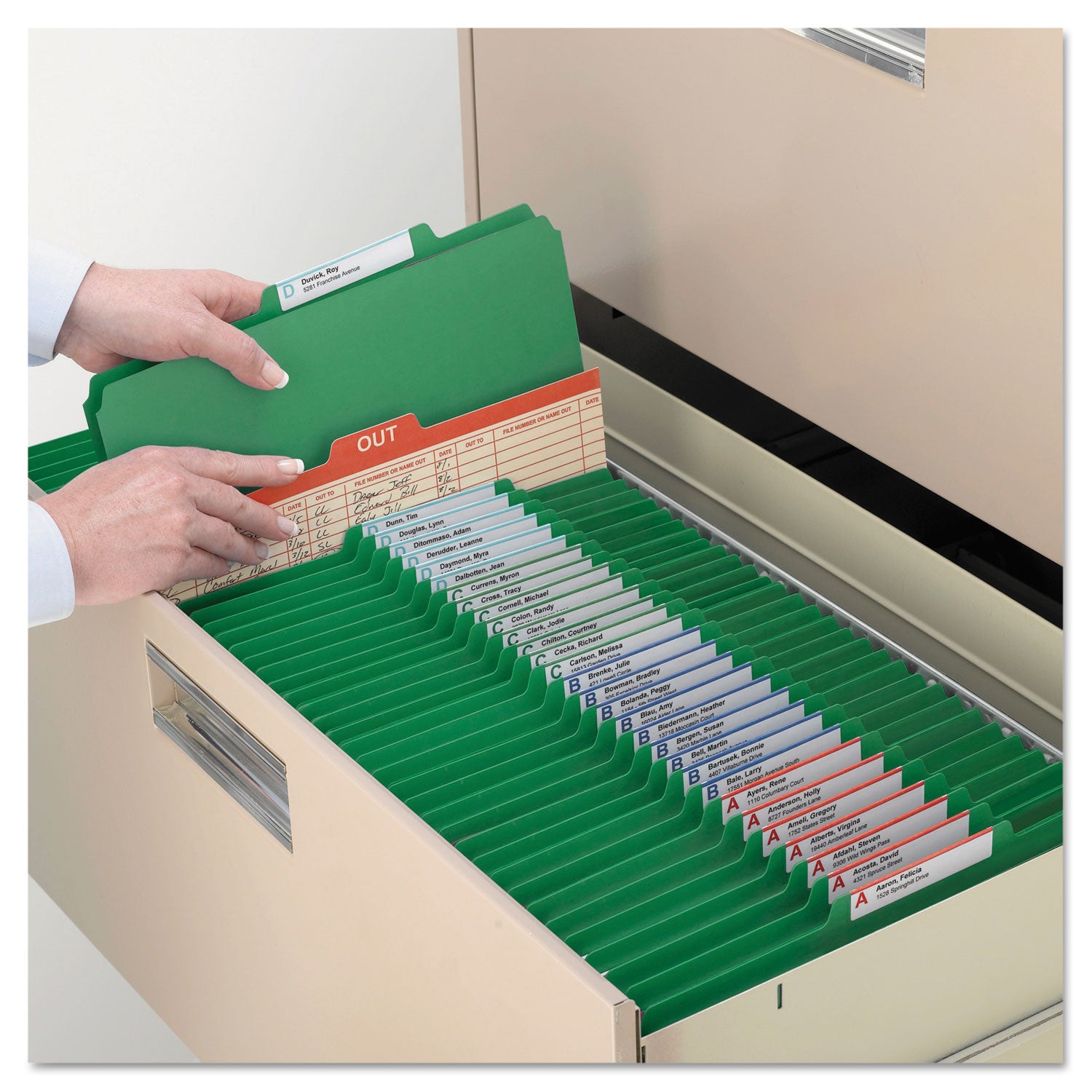 Smead Six-Section Pressboard Top Tab Classification Folders, Six SafeSHIELD Fasteners, 2 Dividers, Legal Size, Green, 10/Box (19033)