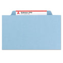 Smead Six-Section Pressboard Top Tab Classification Folders, Six SafeSHIELD Fasteners, 2 Dividers, Legal Size, Blue, 10/Box (19030)