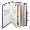 Smead Eight-Section Pressboard Top Tab Classification Folders, 8 SafeSHIELD Fasteners, 3 Dividers, Letter Size, Dark Blue, 10/Box (14096)