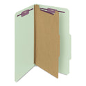Smead Pressboard Classification Folders, Four SafeSHIELD Fasteners, 2/5-Cut Tabs, 1 Divider, Legal Size, Gray-Green, 10/Box (18776)