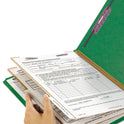 Smead Six-Section Pressboard Top Tab Classification Folders, Six SafeSHIELD Fasteners, 2 Dividers, Legal Size, Green, 10/Box (19033)