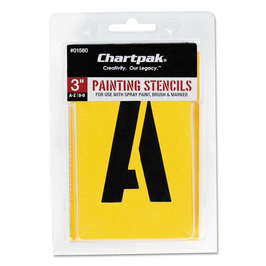 Chartpak Professionial Lettering Stencils, Painting Stencil Set, A-Z Set/0-9, 3", Manila, 35/Set (01560)