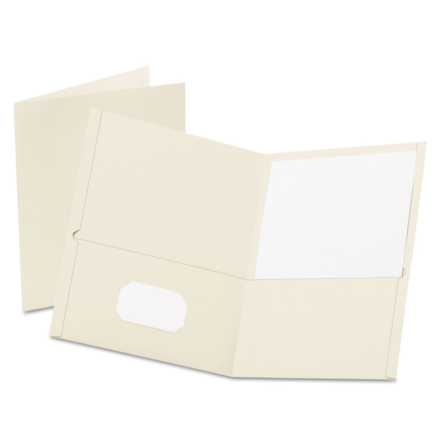 Oxford Twin-Pocket Folder, Embossed Leather Grain Paper, 0.5" Capacity, 11 x 8.5, White, 25/Box (57504)