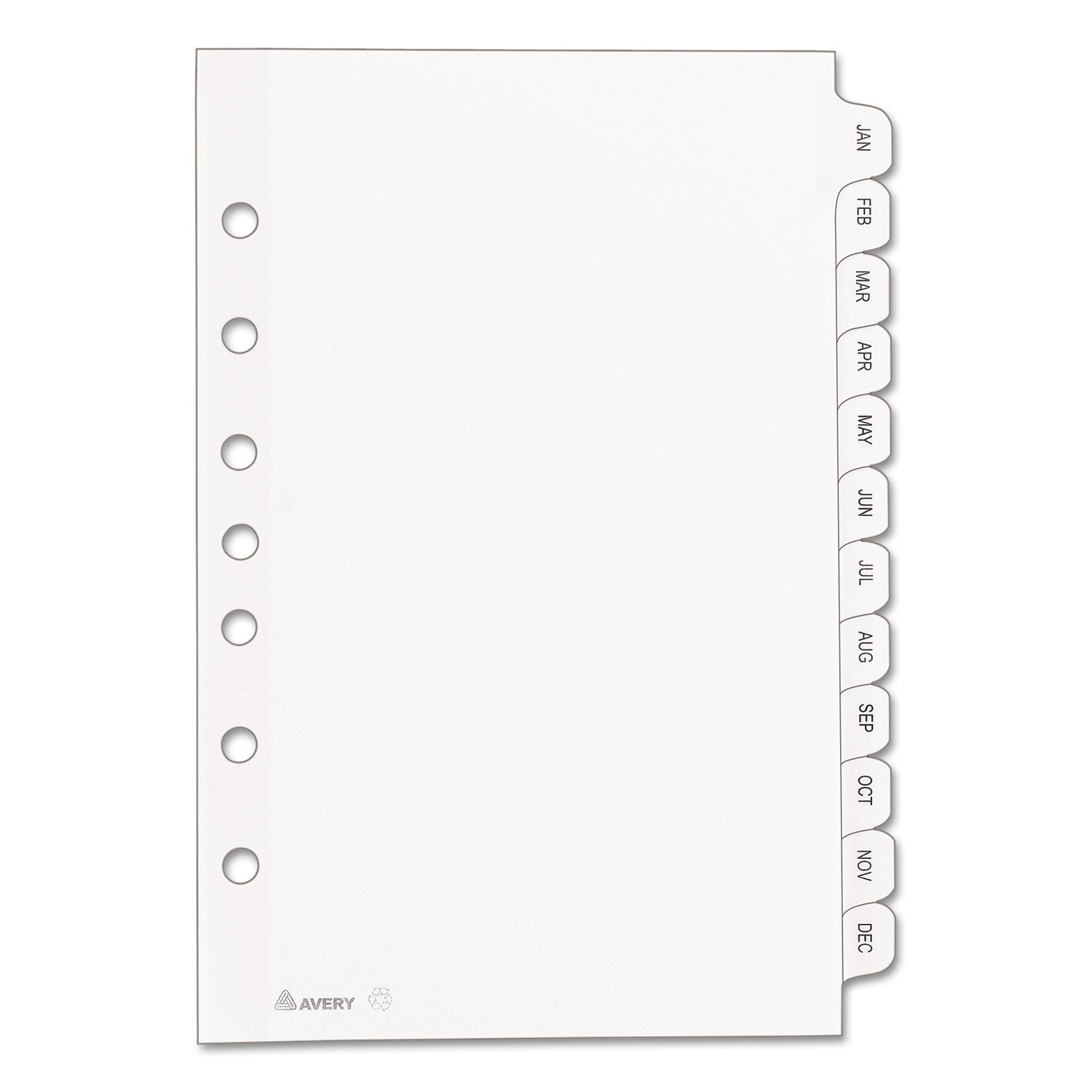 Avery Preprinted Tab Dividers, 12-Tab, Jan. to Dec., 8.5 x 5.5, White, 1 Set (11315)