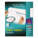 Avery Print and Apply Index Maker Clear Label Dividers with Printable Label Strip and White Tabs, 5-Tab, 11 x 8.5, White, 1 Set (11416)