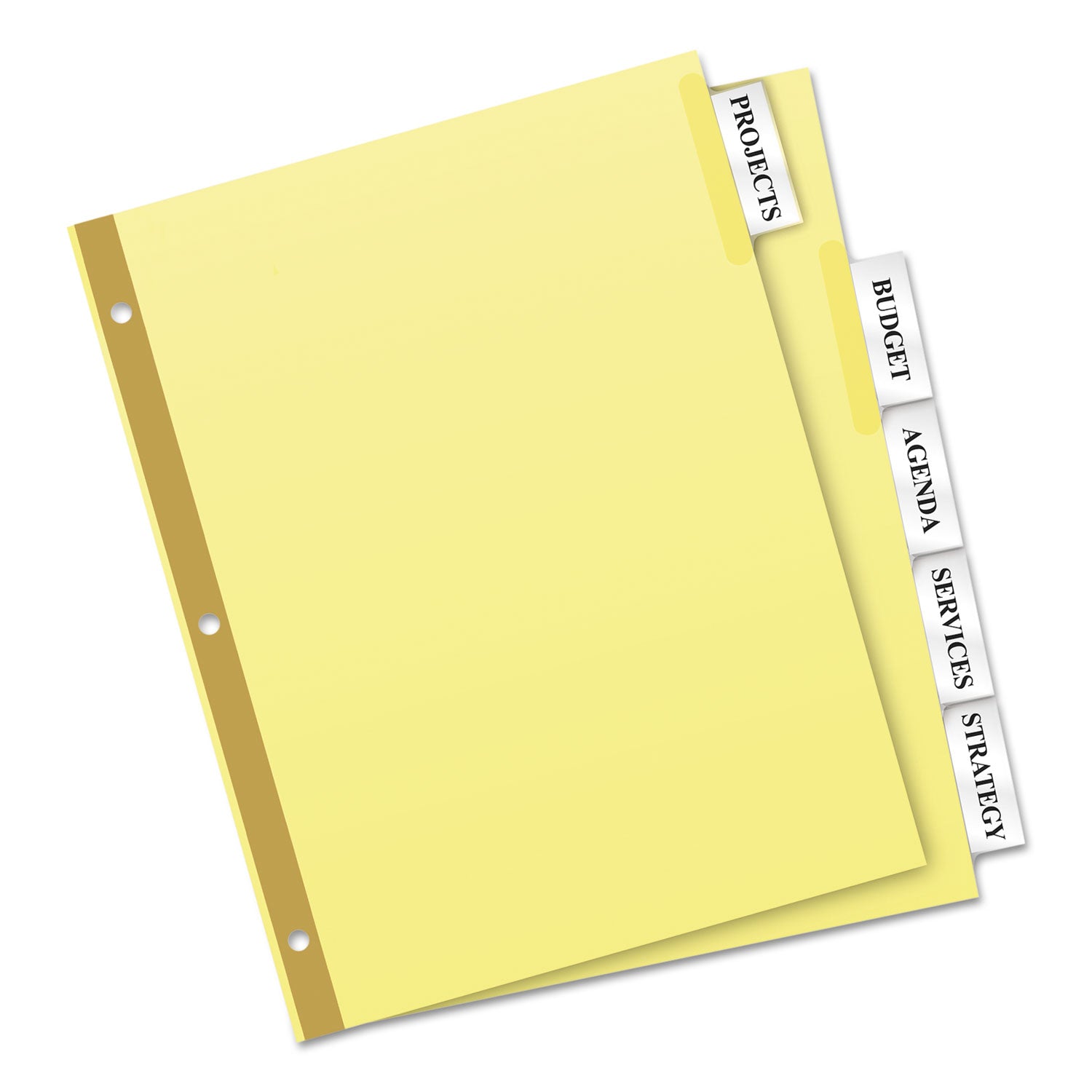 Avery Insertable Big Tab Dividers, 5-Tab, Double-Sided Gold Edge Reinforcing, 11 x 8.5, Buff, Clear Tabs, 1 Set (11110)