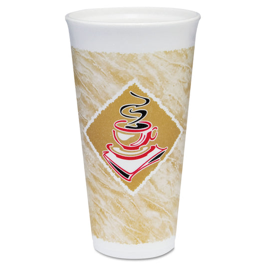 Dart Cafe G Foam Hot/Cold Cups, 20 oz, Brown/Red/White, 500/Carton (20X16G)