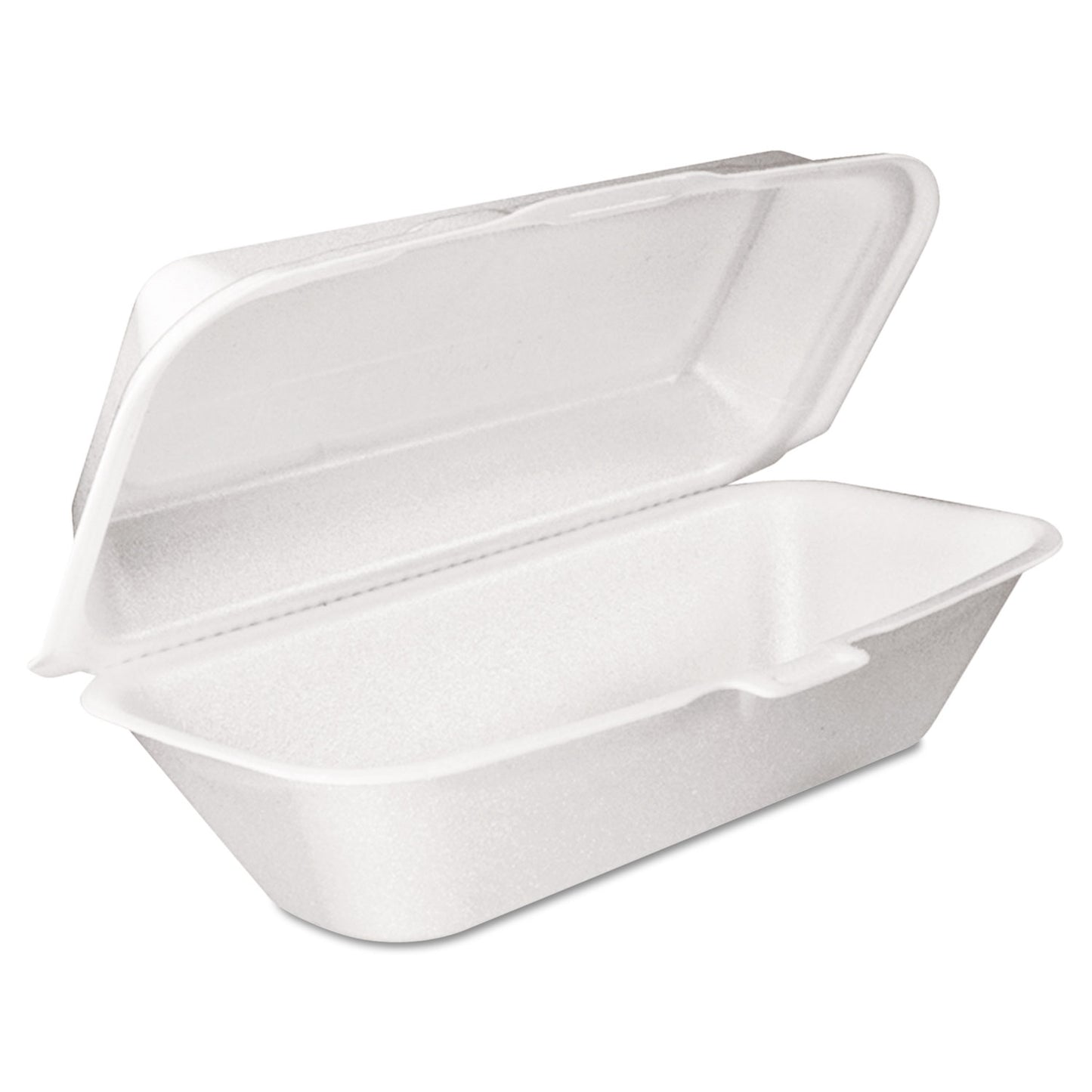 Dart Foam Hinged Lid Container, Hoagie Container with Removable Lid, 5.3 x 9.8 x 3.3, White, 125/Bag, 4 Bags/Carton (99HT1R)