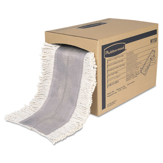 Rubbermaid Commercial Cut To Length Dust Mops, Cotton, White, Cut-End, 5 x 40 Ft, 1 Box (M150)