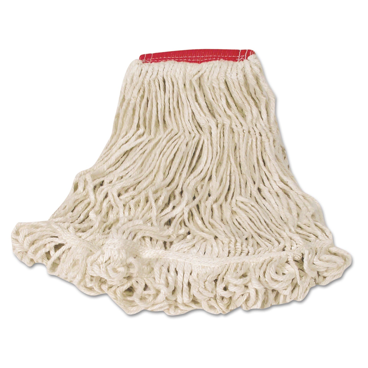 Rubbermaid Commercial Super Stitch Looped-End Wet Mop Head, Cotton/Synthetic, Large Size, Red/White (D253WHI)