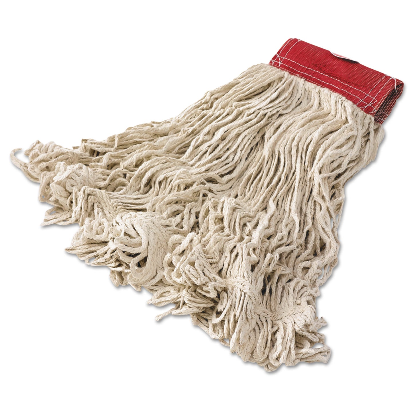 Rubbermaid Commercial Super Stitch Cotton Looped End Wet Mop Head, Large, 5" Red Headband (D153)