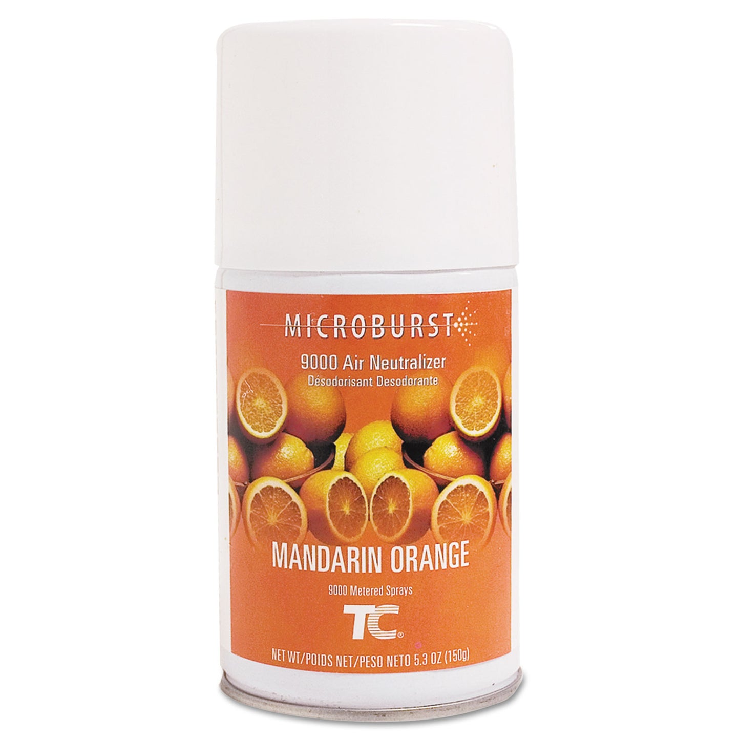 Rubbermaid Commercial TC Microburst 9000 Air Freshener Refill, Mandarin Orange, 5.3 oz Aerosol Spray, 4/Carton (402093)