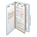 Smead Four-Section Pressboard Top Tab Classification Folders, Four SafeSHIELD Fasteners, 1 Divider, Legal Size, Blue, 10/Box (18730)