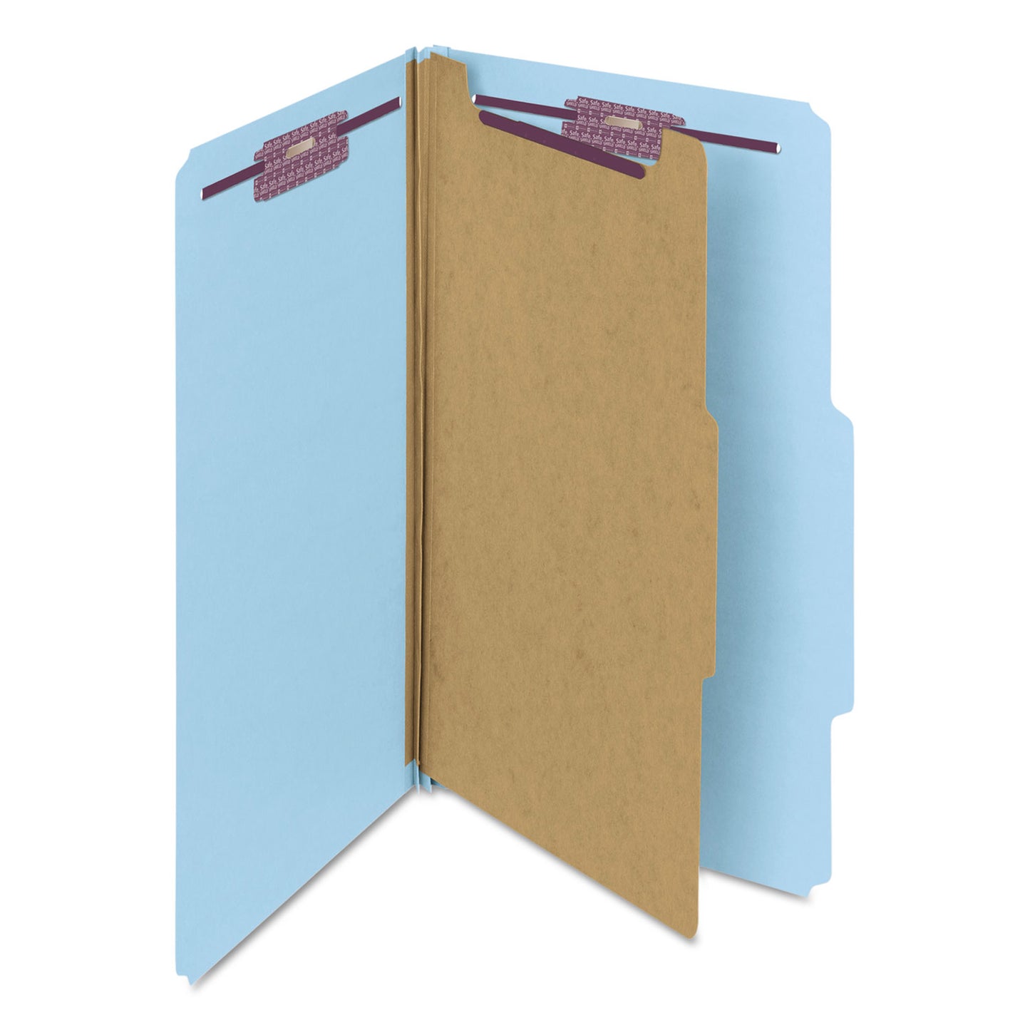 Smead Four-Section Pressboard Top Tab Classification Folders, Four SafeSHIELD Fasteners, 1 Divider, Legal Size, Blue, 10/Box (18730)