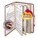 Smead Pressboard Classification Folders, Eight SafeSHIELD Fasteners, 2/5-Cut Tabs, 3 Dividers, Legal Size, Red, 10/Box (19092)