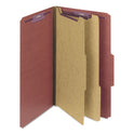 Smead Pressboard Classification Folders, Six SafeSHIELD Fasteners, 2/5-Cut Tabs, 2 Dividers, Legal Size, Red, 10/Box (19075)