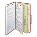 Smead Pressboard Classification Folders, Six SafeSHIELD Fasteners, 2/5-Cut Tabs, 2 Dividers, Legal Size, Red, 10/Box (19075)