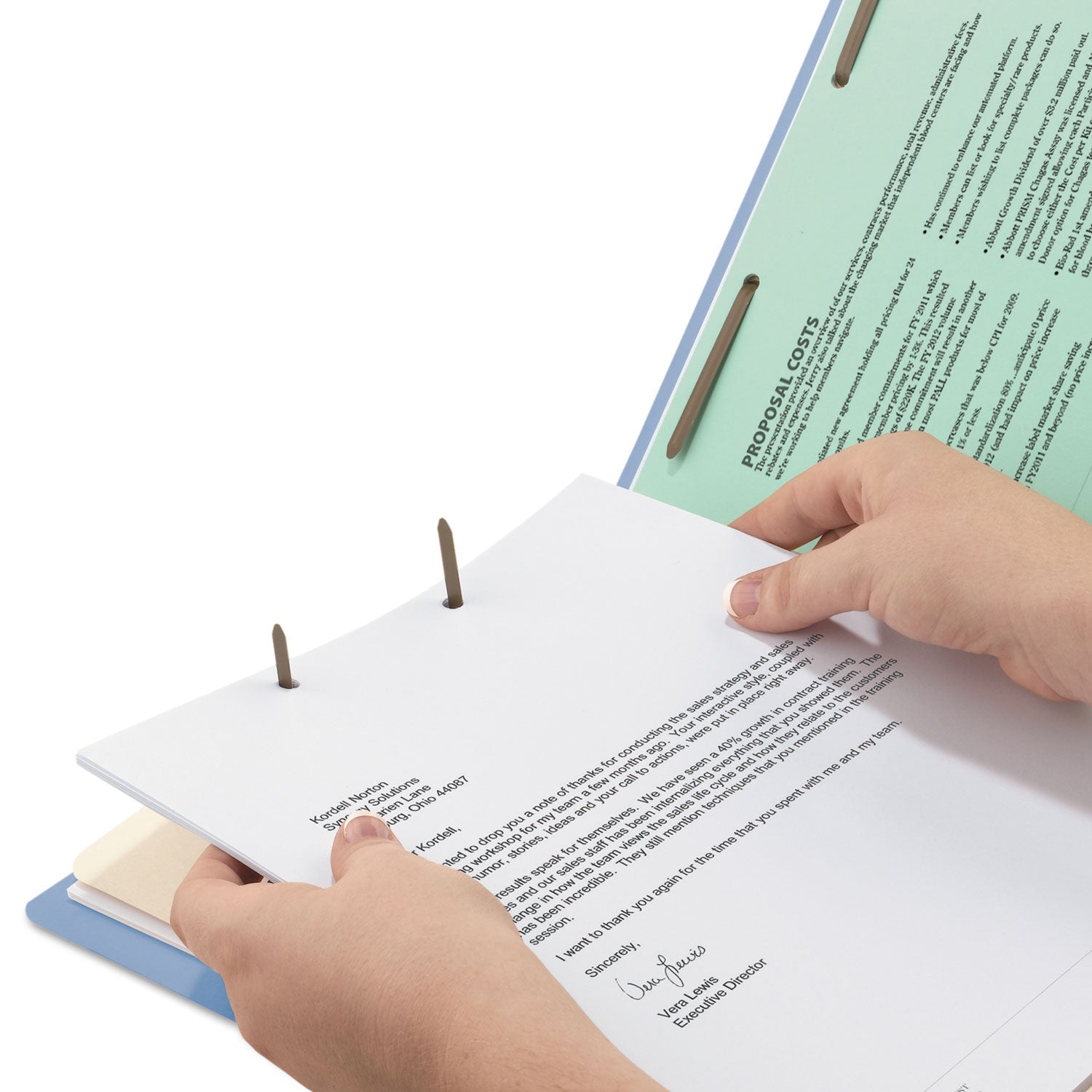 Smead Top Tab Classification Folders, Four SafeSHIELD Fasteners, 2" Expansion, 1 Divider, Letter Size, Blue Exterior, 10/Box (13701)