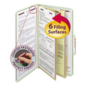 Smead Pressboard Classification Folders, Six SafeSHIELD Fasteners, 2/5-Cut Tabs, 2 Dividers, Legal Size, Gray-Green, 10/Box (19076)