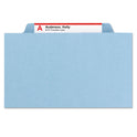 Smead Four-Section Pressboard Top Tab Classification Folders, Four SafeSHIELD Fasteners, 1 Divider, Legal Size, Blue, 10/Box (18730)