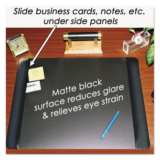 Artistic Executive Desk Pad with Antimicrobial Protection, Leather-Like Side Panels, 36 x 20, Black (413861)