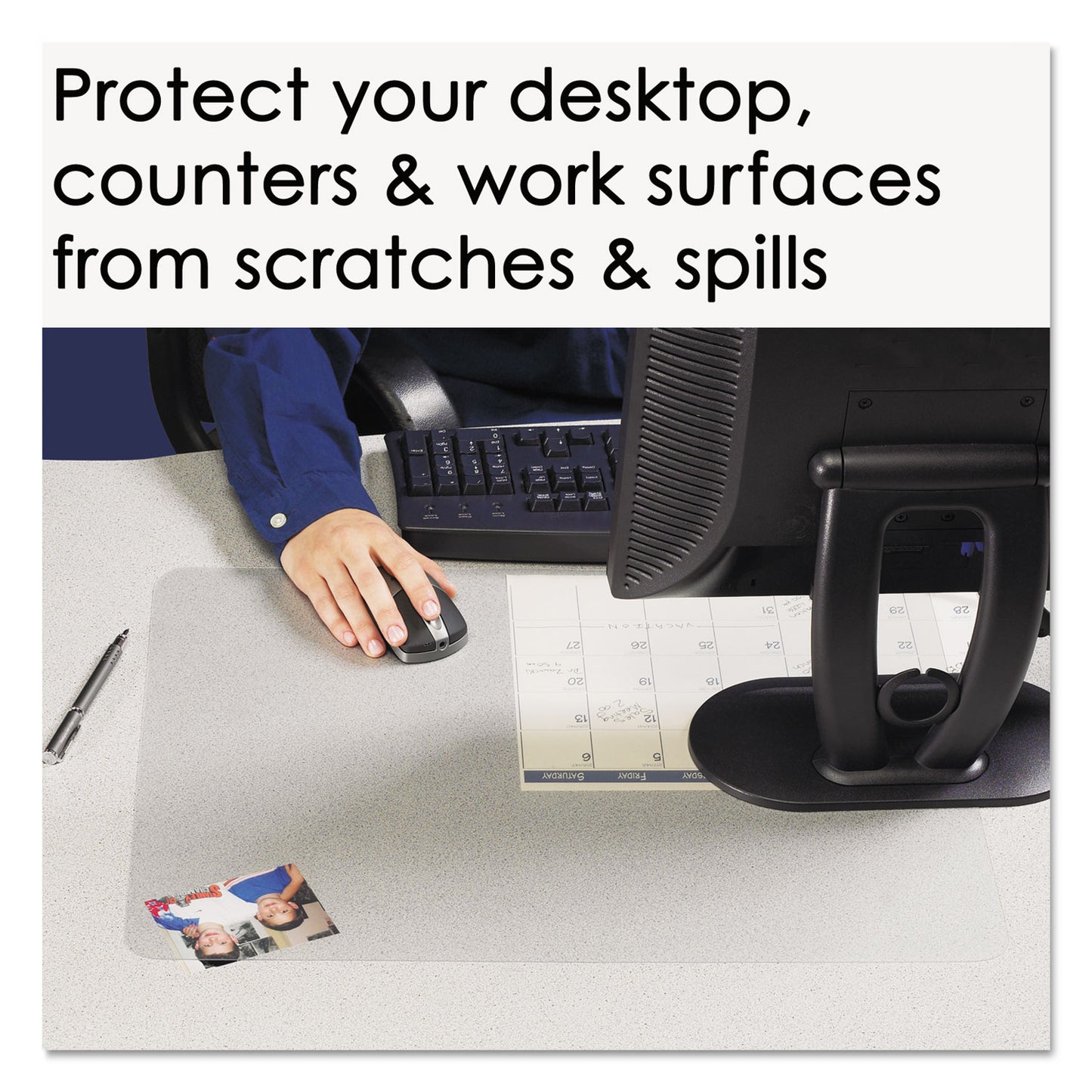 Artistic KrystalView Desk Pad with Antimicrobial Protection, Matte Finish, 36 x 20, Clear (60640MS)