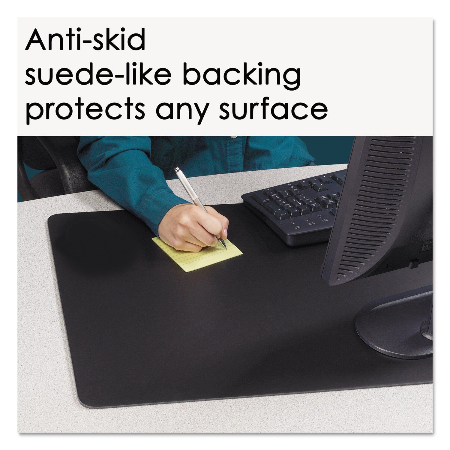 Artistic Rhinolin II Desk Pad with Antimicrobial Protection, 36 x 24, Black (LT812MS)