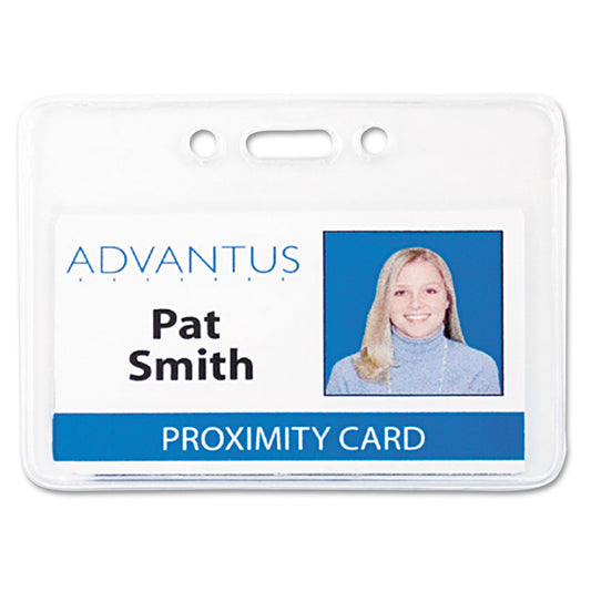 Advantus Proximity ID Badge Holders, Horizontal, Clear 3.75" x 3" Holder, 3.5" x 2.25" Insert, 50/Pack (75450)