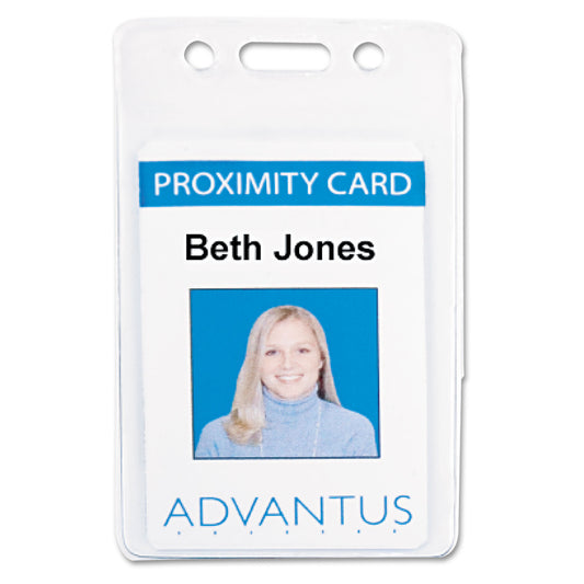 Advantus Proximity ID Badge Holders, Vertical, Clear 2.68" x 4.38" Holder, 2.38" x 3.63" Insert, 50/Pack (75451)