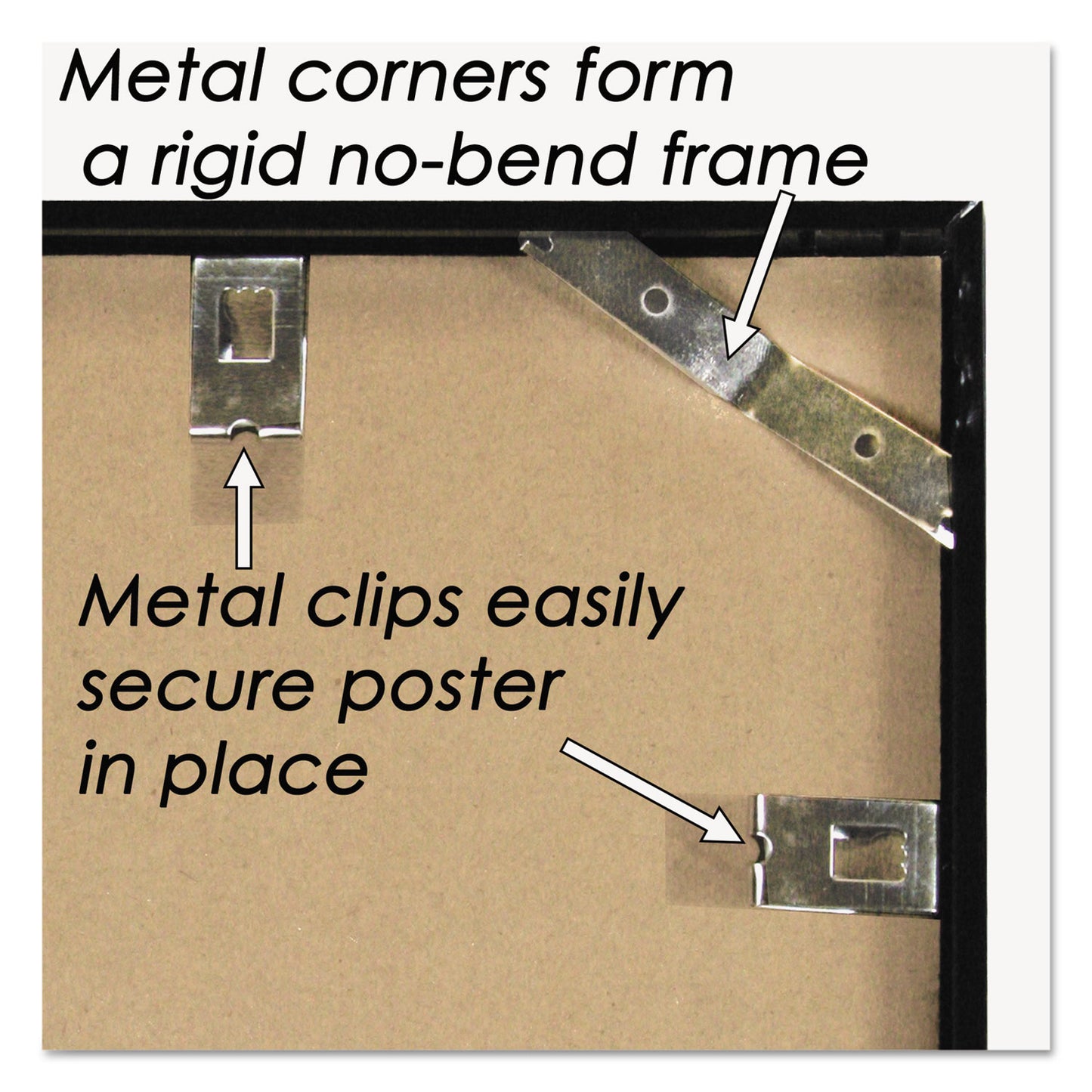 NuDell Metal Poster Frame, Plastic Face, 24 x 36, Black (31242)