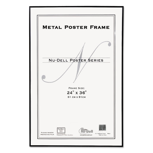 NuDell Metal Poster Frame, Plastic Face, 24 x 36, Black (31242)