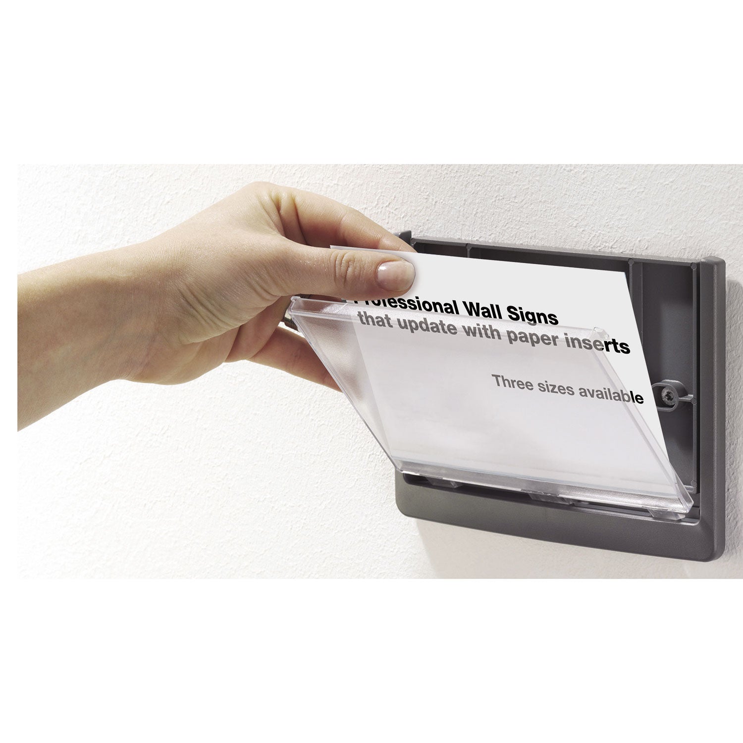 Durable Click Sign Holder For Interior Walls, 6.75 x 0.63 x 5.13, Gray (497737)