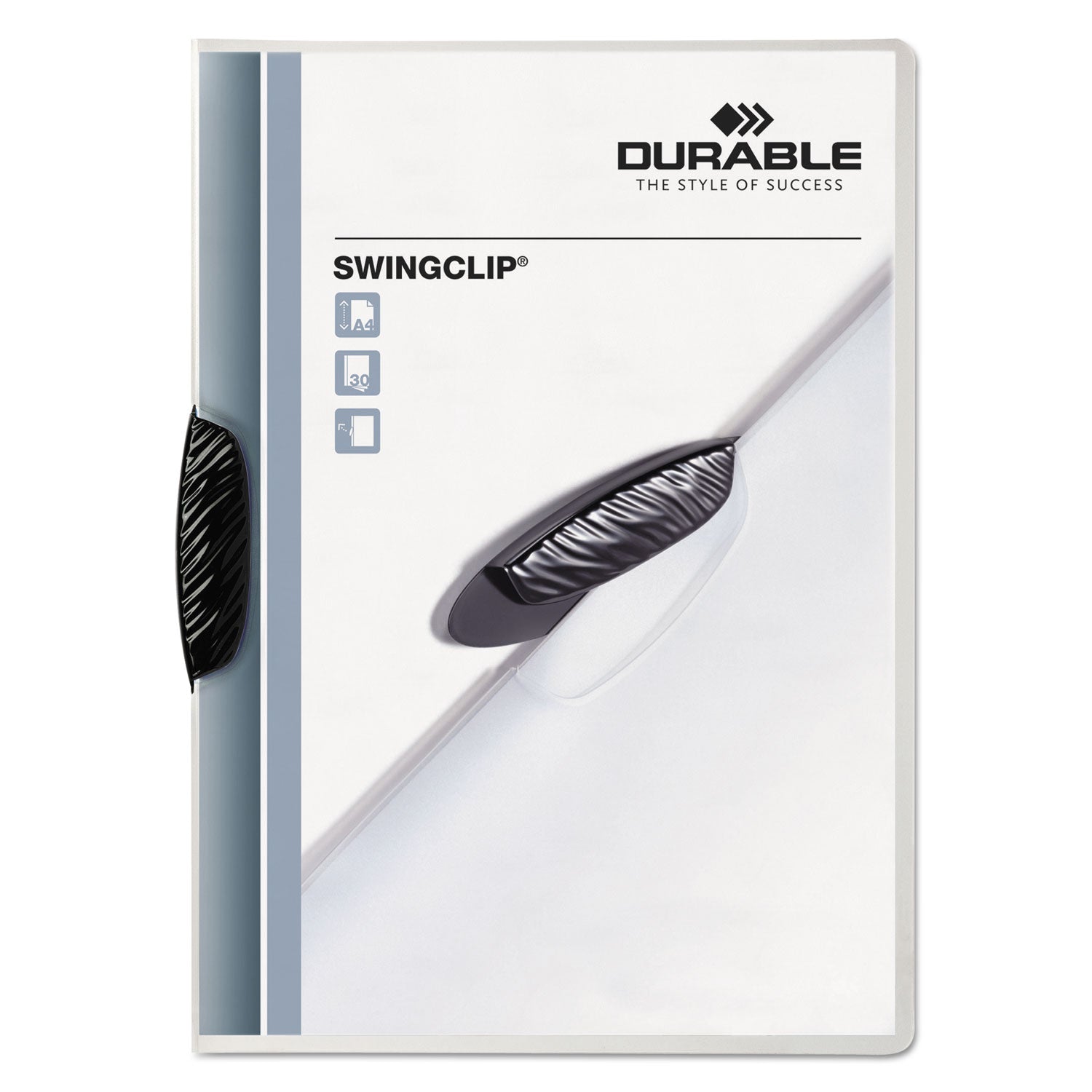 Durable Swingclip Clear Report Cover, Swing Clip, 8.5 x 11, Black Clip, 25/Box (226301)