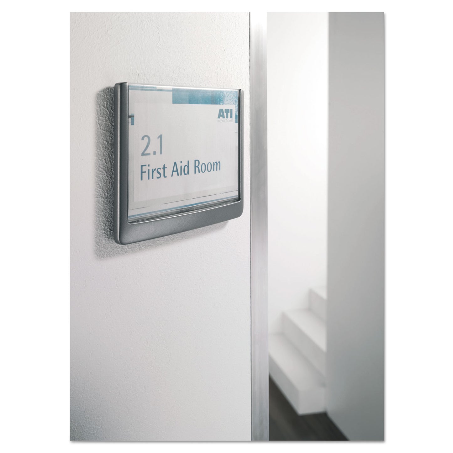 Durable Click Sign Holder For Interior Walls, 6.75 x 0.63 x 5.13, Gray (497737)