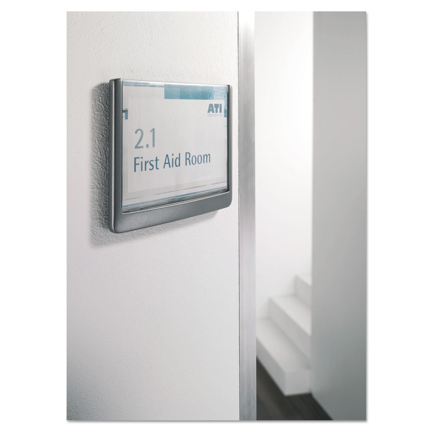 Durable Click Sign Holder For Interior Walls, 6.75 x 0.63 x 5.13, Gray (497737)