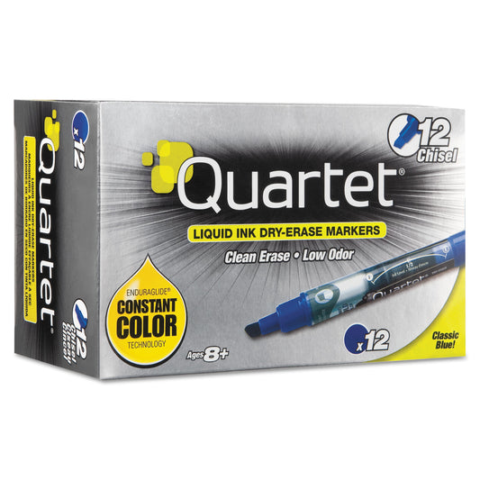 Quartet EnduraGlide Dry Erase Marker, Broad Chisel Tip, Blue, Dozen (50013M)