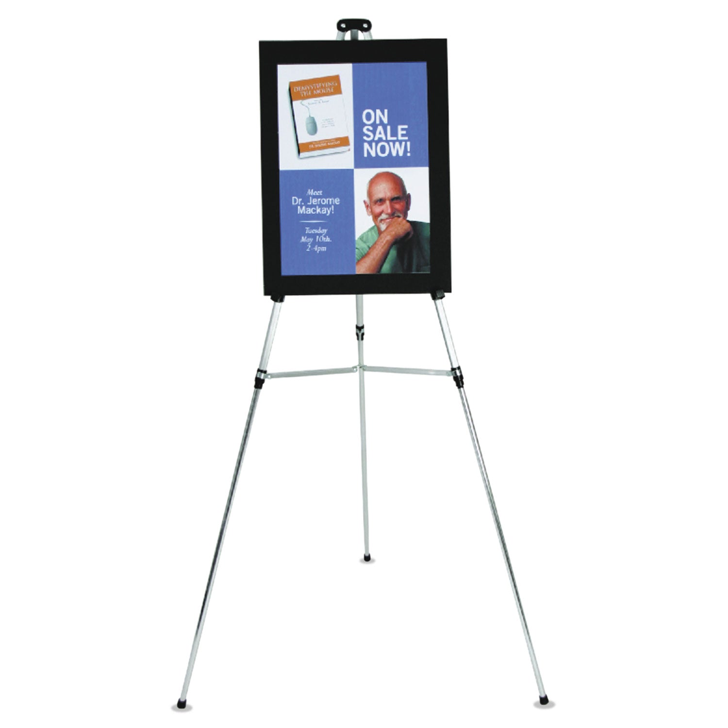 Quartet Lightweight Telescoping Tripod Easel, 38" to 66" High, Aluminum, Silver (50E)