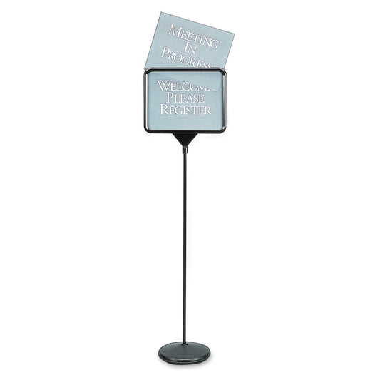 Quartet Sign(ware) Pedestal Sign, 14 x 11, Assorted Signage, Black Frame (3655)