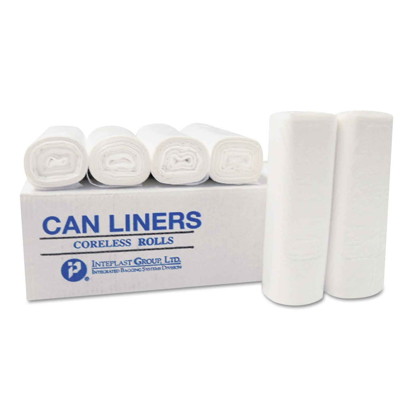 Inteplast Group High-Density Commercial Can Liners, 7 gal, 6 mic, 20" x 22", Clear, Perforated Roll, 50 Bags/Roll, 40 Rolls/Carton (EC202206N)