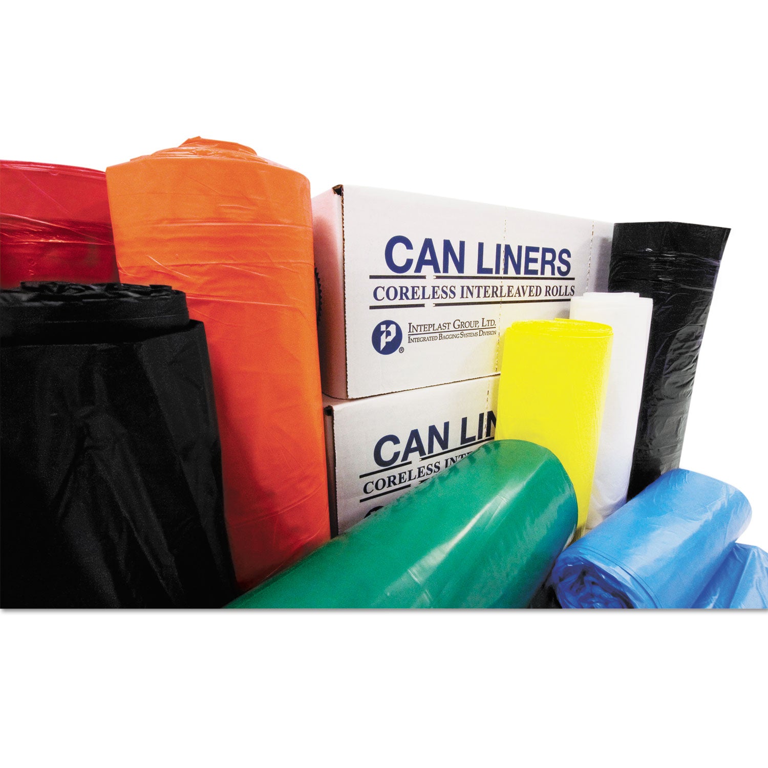 Inteplast Group High-Density Commercial Can Liners, 60 gal, 12 mic, 43" x 48", Clear, Interleaved Roll, 25 Bags/Roll, 8 Rolls/Carton (S434812N)