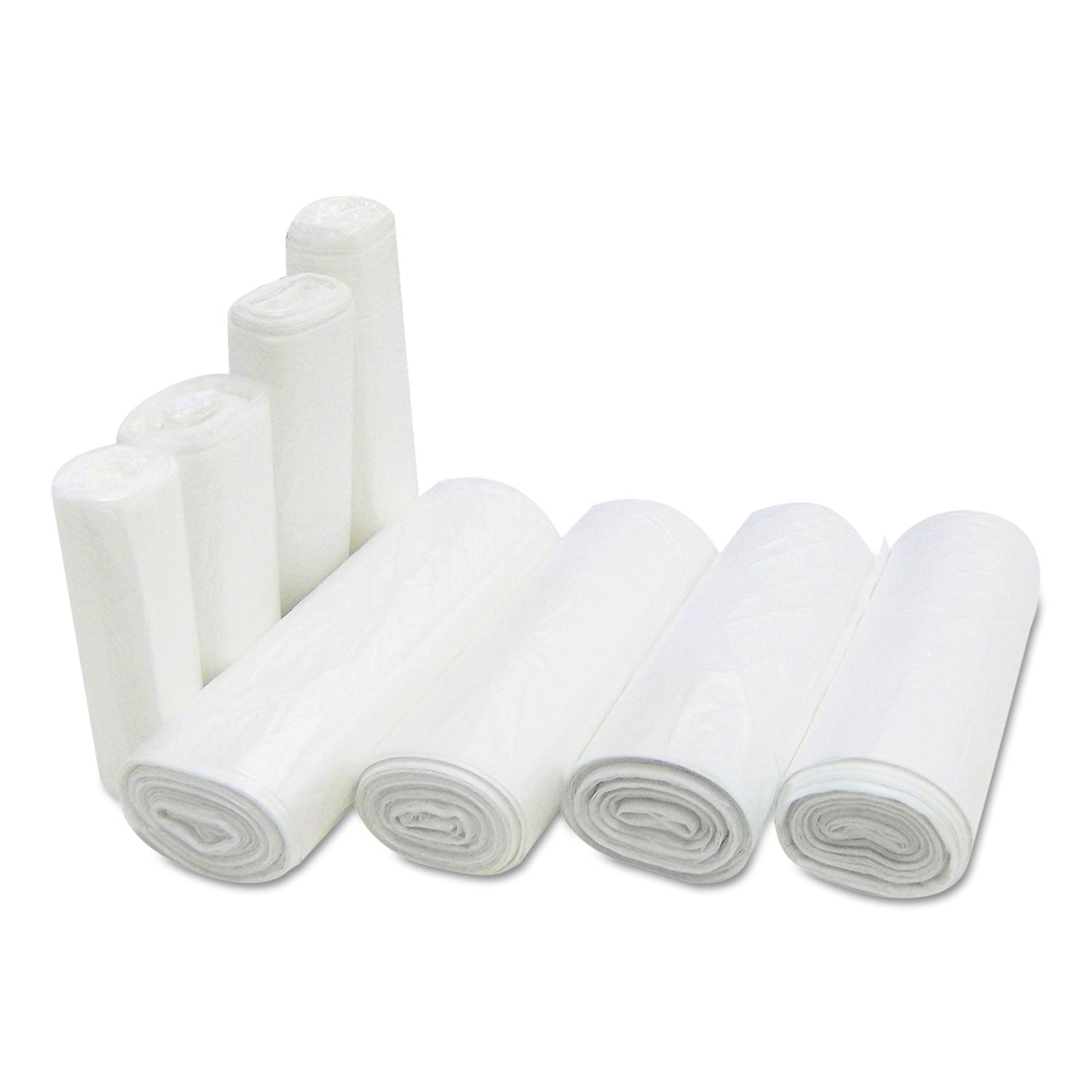 Inteplast Group High-Density Commercial Can Liners, 7 gal, 6 mic, 20" x 22", Clear, Perforated Roll, 50 Bags/Roll, 40 Rolls/Carton (EC202206N)