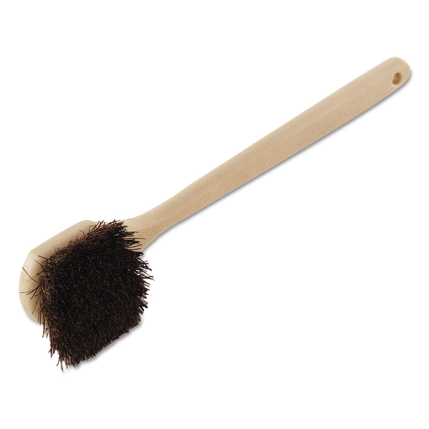 Boardwalk Utility Brush, Brown Palmyra Fiber Bristles, 5.5" Brush, 14.5" Tan Plastic Handle (4120)