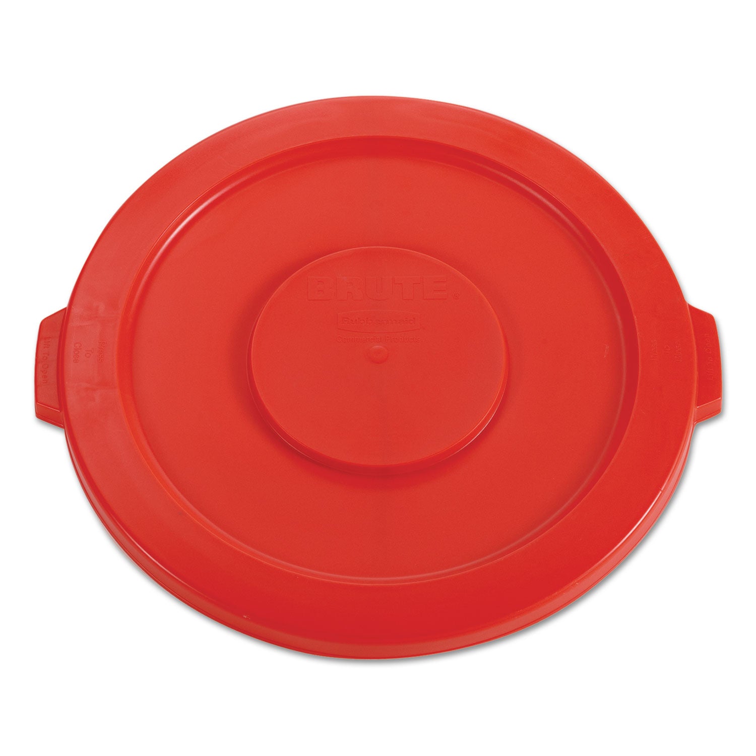 Rubbermaid Commercial BRUTE Self-Draining Flat Top Lids for 32 gal Round BRUTE Containers, 22.25" Diameter, Red (2631RED)