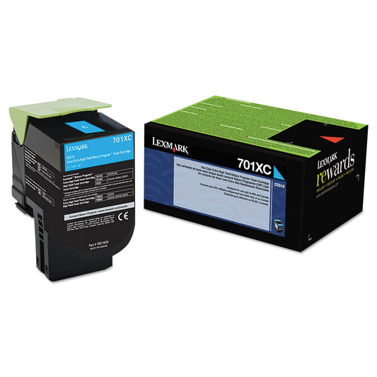 Lexmark 70C1XC0 Return Program Extra High-Yield Toner, 4,000 Page-Yield, Cyan