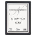 NuDell EZ Mount Document Frame with Trim Accent and Plastic Face, Plastic, 8.5 x 11 Insert, Black/Gold (11880)