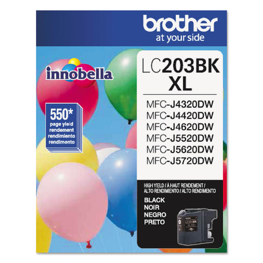 Brother LC203BK Innobella High-Yield Ink, 550 Page-Yield, Black