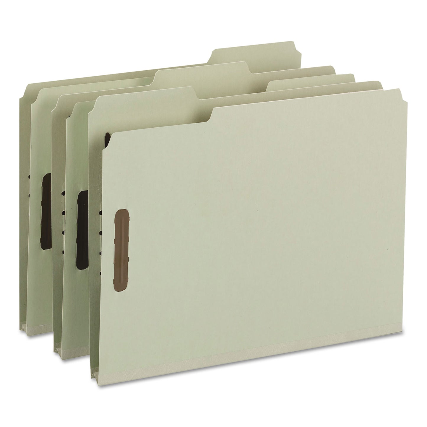 Smead Recycled Pressboard Fastener Folders, 1" Expansion, 2 Fasteners, Letter Size, Gray-Green Exterior, 25/Box (15003)